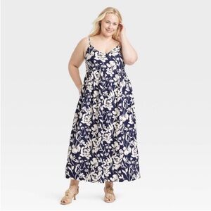 a new day | Dresses | Womens Seersucker Maxi Aline Dress Anew Day Nwt Navy  Floral X | Poshmark